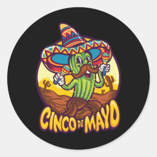 Cinco De Mayo Cactus Sombrero Mexiko Runt Klistermärke