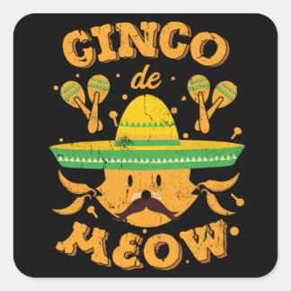 Cinco de Mayo Cat Cinco de Meow Kitten Fyrkantigt Klistermärke