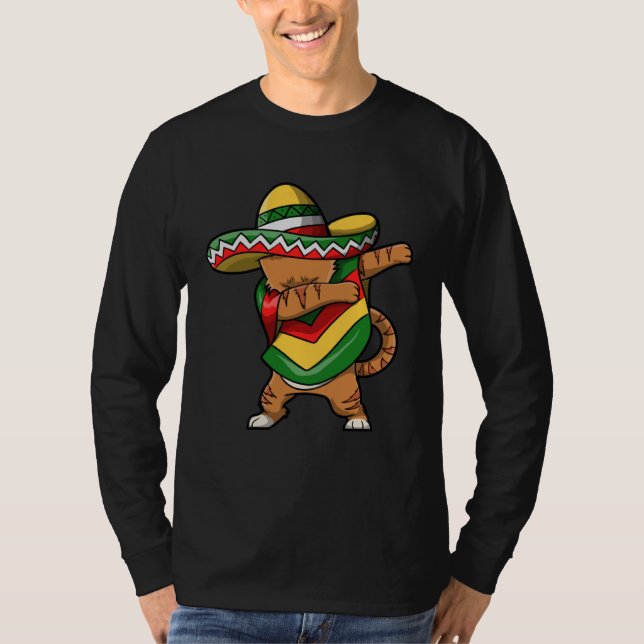 Cinco De Mayo Cat Dabbing T Shirt (Framsida)