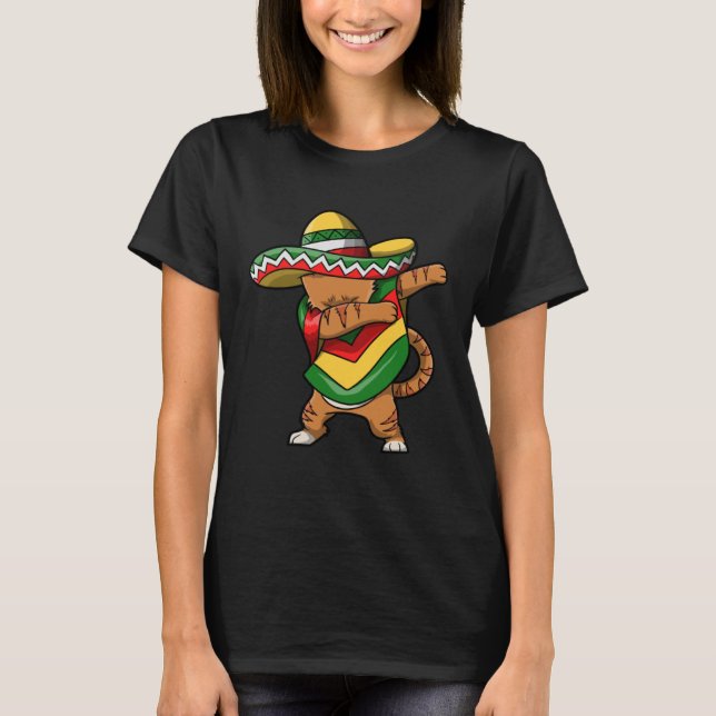 Cinco De Mayo Cat Dabbing T Shirt (Framsida)