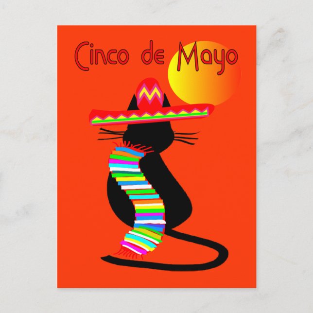 Cinco de mayo CAT Design—Adsible Vykort (Framsida)