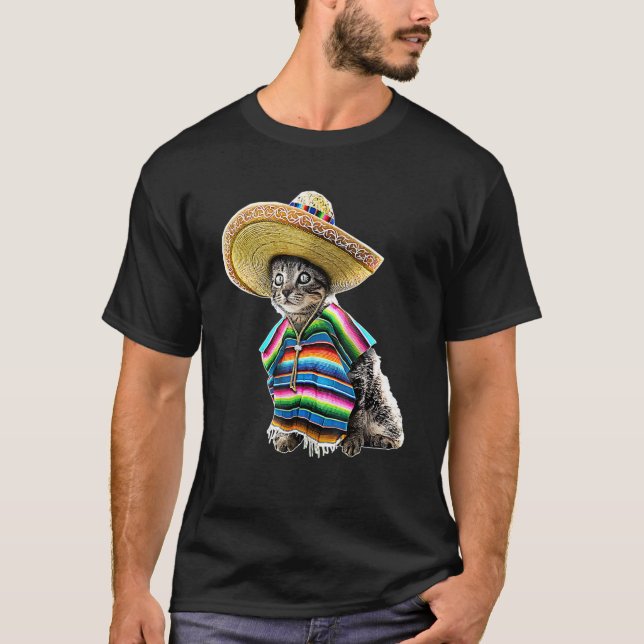 Cinco De Mayo Cat Sombrero Poncho Party Women Mana T Shirt (Framsida)