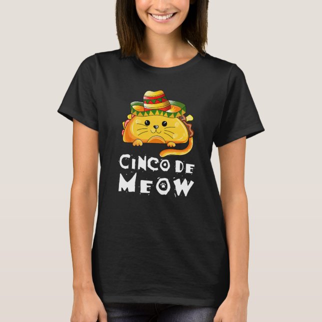 Cinco De Mayo Cat Tacos Mexikanska Party T Shirt (Framsida)