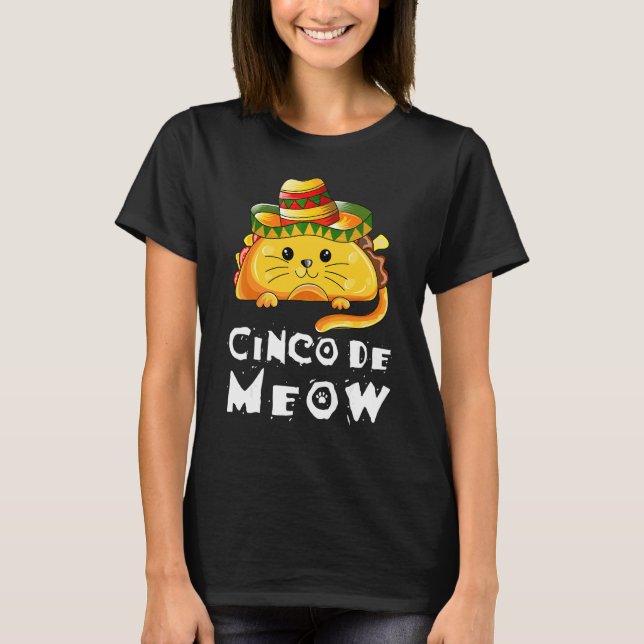 Cinco De Mayo Cat Tacos Mexikanska Party T Shirt (Framsida)