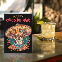 Cinco de Mayo Chihuahua Wearing Sombrero & Serape Helgkort