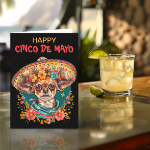 Cinco de Mayo Chihuahua Wearing Sombrero & Serape Helgkort