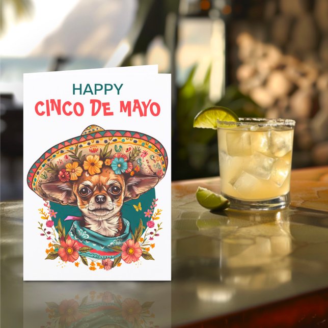 Cinco de Mayo Chihuahua Wearing Sombrero & Serape Helgkort (Skapare uppladdad)