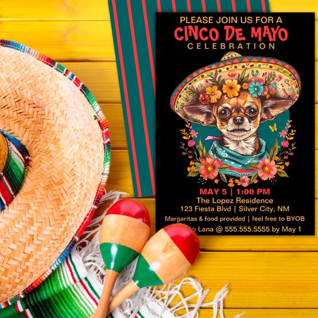 Cinco de Mayo Chihuahua Wearing Sombrero & Serape Julkort (Skapare uppladdad)
