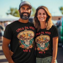 Cinco de Mayo Chihuahua Wearing Sombrero & Serape T Shirt