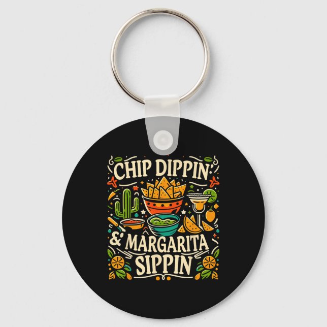 Cinco de Mayo - Chip Dipping and Margarita Sipping Nyckelring (Framsida)