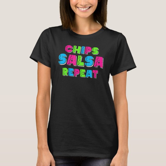Cinco De Mayo Chip Salsa Repeat Boys Kids Women T Shirt (Framsida)