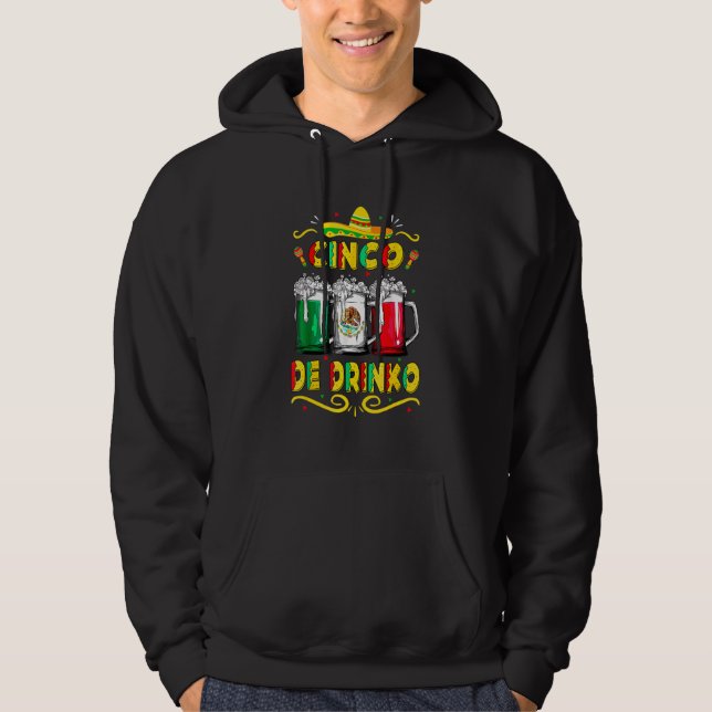 Cinco De Mayo Cinco De Drinko Mexican Flagga Hoodie (Framsida)