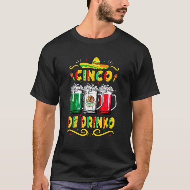 Cinco De Mayo Cinco De Drinko Mexican Flagga T Shirt (Framsida)