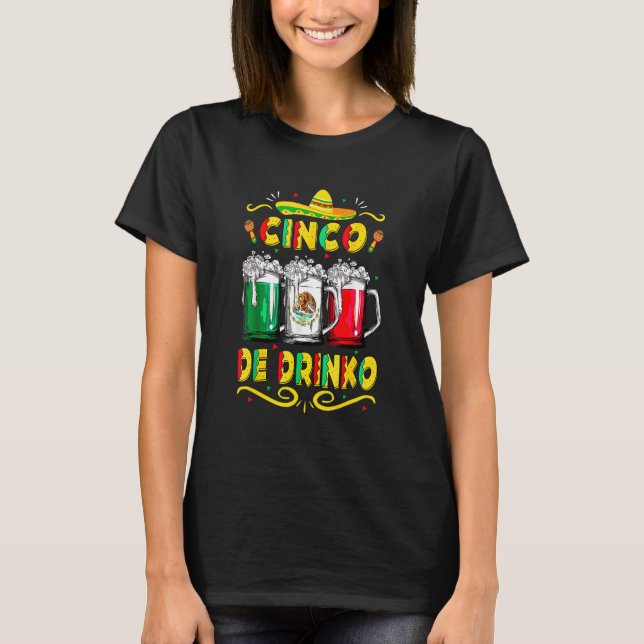 Cinco De Mayo Cinco De Drinko Mexican Flagga T Shirt (Framsida)