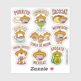 Cinco de Mayo - Cinco de Meow - Funny Cat STICKERS Klistermärken