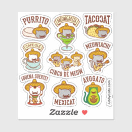 Cinco de Mayo - Cinco de Meow - Roliga Katt STICKE Klistermärken