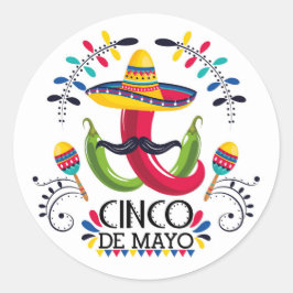 Cinco De Mayo Classic Round Sticker Runt Klistermärke