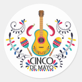 Cinco De Mayo Classic Round Sticker Runt Klistermärke
