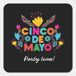 Cinco de Mayo, Colorful Mexico Fyrkantigt Klistermärke