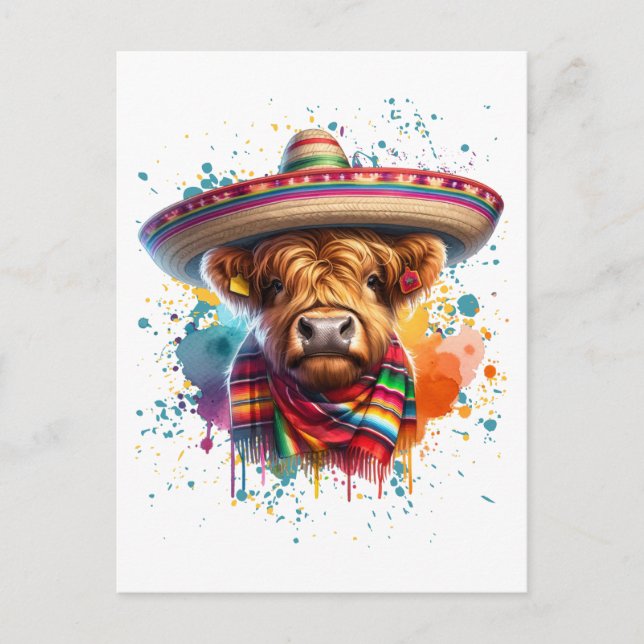 Cinco de Mayo Cow Vykort (Framsida)