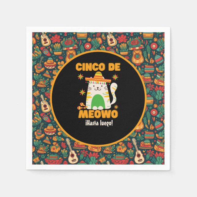 Cinco De Mayo- Cute Cat Pappersservett (Framsidan)