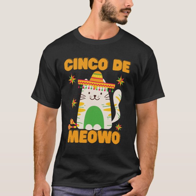 Cinco De Mayo- Cute Cat T Shirt (Framsida)