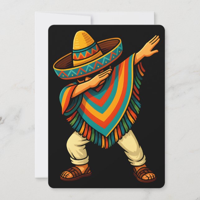 Cinco de Mayo Dabbing Mexican Poncho Inbjudningar (Framsida)