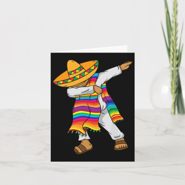 Cinco De Mayo Dabbing Mexican Poncho Kids Småbarn Kort (Framsida)
