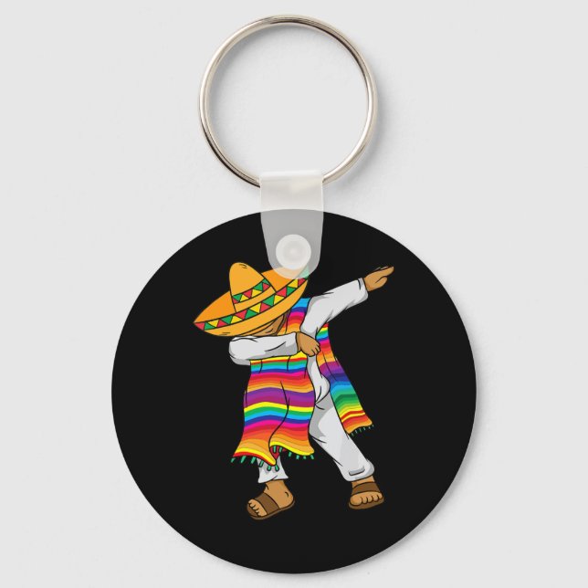 Cinco De Mayo Dabbing Mexican Poncho Kids Småbarn Nyckelring (Framsida)