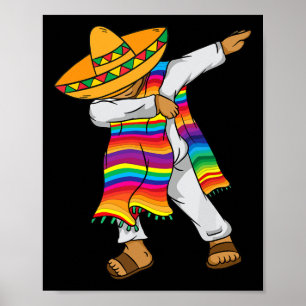 Cinco De Mayo Dabbing Mexican Poncho Kids Småbarn Poster