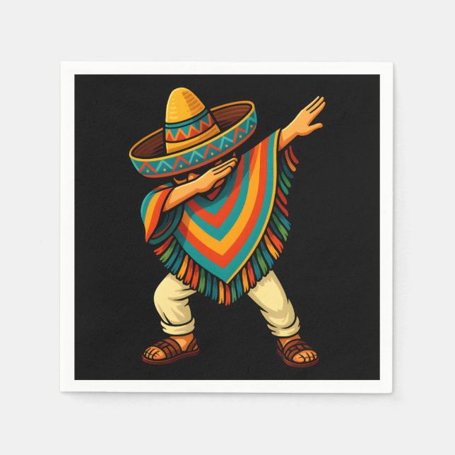 Cinco de Mayo Dabbing Mexican Poncho Pappersservett (Framsidan)