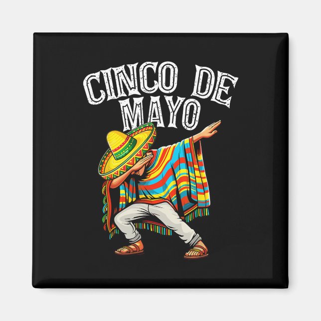 Cinco De Mayo Dabbing Mexican Poncho Sombrero Hat Magnet (Framsidan)
