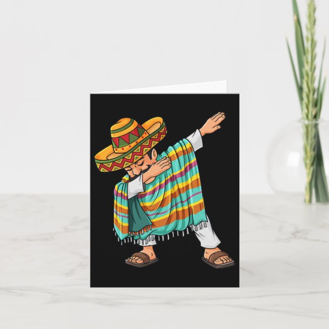 Cinco De Mayo Dabbing Poncho Sombrero Funny Mexiic Kort (Framsida)