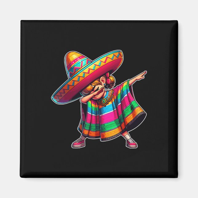 Cinco De Mayo Dabbing Poncho Sombrero Mexican Dab Magnet (Framsidan)