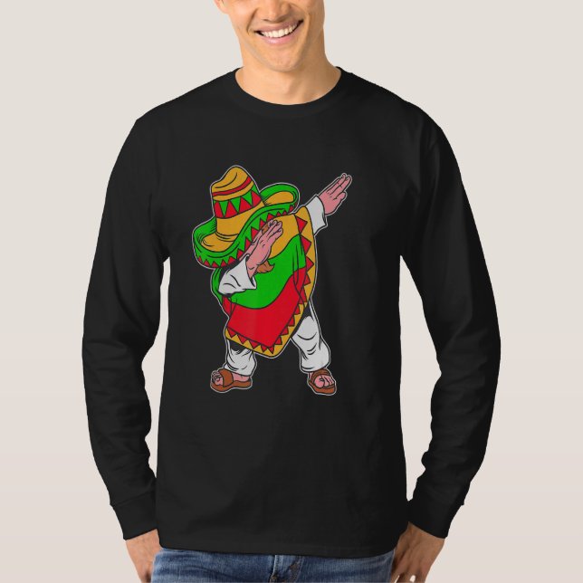 Cinco De Mayo Dabbing Poncho Sombrero Mexican Dab T Shirt (Framsida)