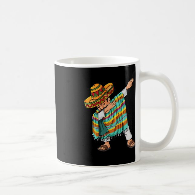 Cinco de Mayo Dabbing Poncho Sombrero Roligt Mexic Kaffemugg (Höger)