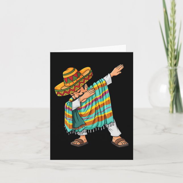 Cinco de Mayo Dabbing Poncho Sombrero Roligt Mexic Kort (Framsida)