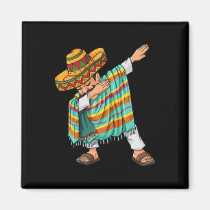 Cinco de Mayo Dabbing Poncho Sombrero Roligt Mexic Magnet
