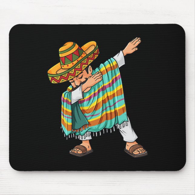 Cinco de Mayo Dabbing Poncho Sombrero Roligt Mexic Musmatta (Framsidan)