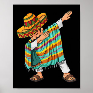 Cinco de Mayo Dabbing Poncho Sombrero Roligt Mexic Poster
