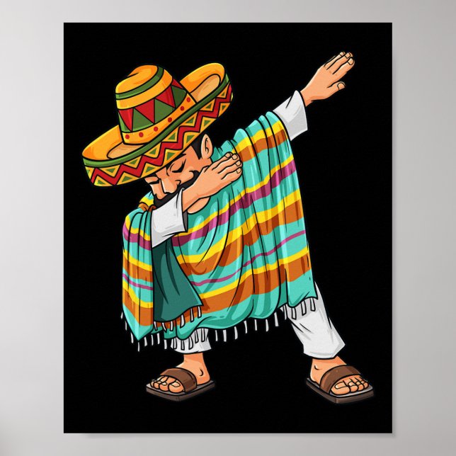 Cinco de Mayo Dabbing Poncho Sombrero Roligt Mexic Poster (Framsidan)