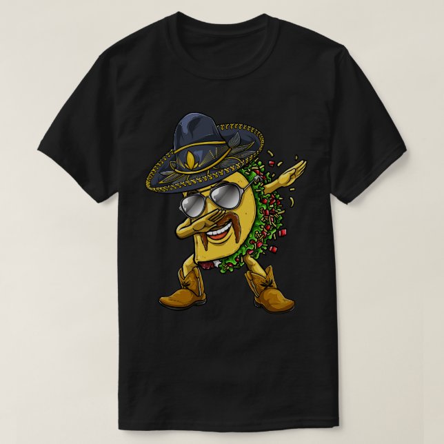 Cinco de Mayo Dabbing Taco Hombre T Shirt (Design framsida)