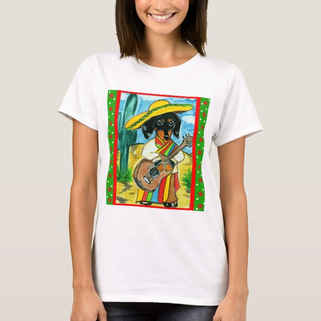 Cinco de Mayo Dachshund T Shirt (Framsida)