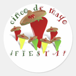 Cinco De Mayo Dancing Peppers Runt Klistermärke