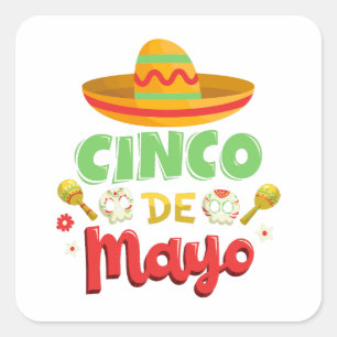 Cinco De Mayo Day, Lycklig Cinco de mayo Fyrkantigt Klistermärke