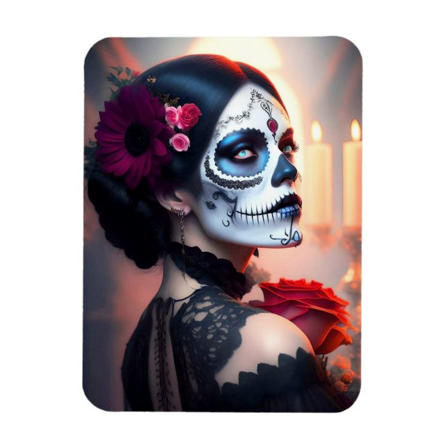 Cinco de Mayo Day of the dead Beauty med Ro ART Magnet (Vertikal)