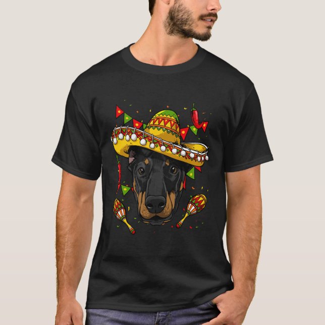 Cinco De Mayo Dobermann Manar Women Kids Sombrero T Shirt (Framsida)
