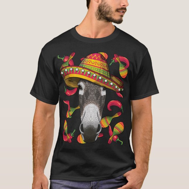 Cinco de Mayo Donkey Sombrero Mexican Fiesta Party T Shirt (Framsida)
