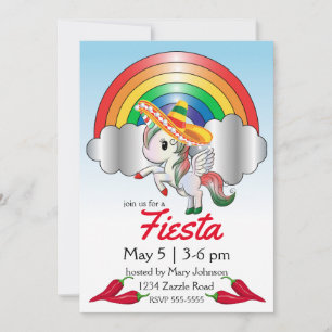 Cinco de Mayo Enhörning Pegasus Inbjudningar
