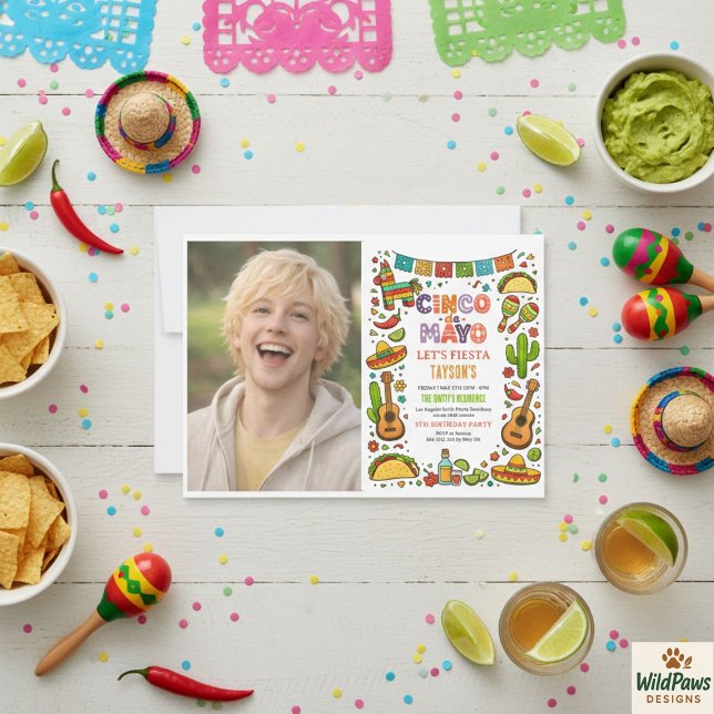 Cinco de Mayo-fest – Färgglad partyjubel Inbjudningar (Cinco de Mayo Fiesta – Colorful Party Celebration Invitation
)